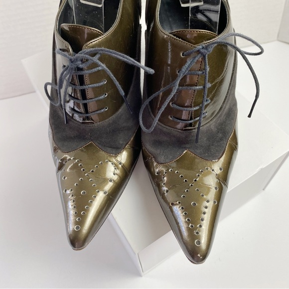 Richard Tyler Retro Lace-Up Oxford Heel Bootie Shoes - Picture 3 of 8